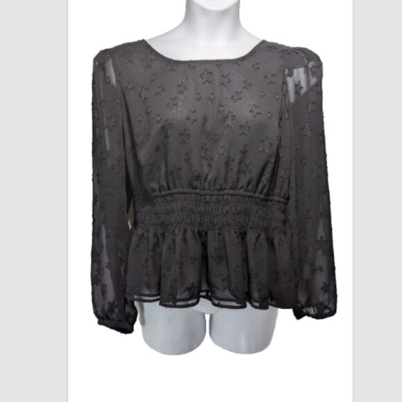 torrid Tops - NEW Torrid Crinkle Chiffon With Star Smocked Waist Puff Sleeve Top Black 2X